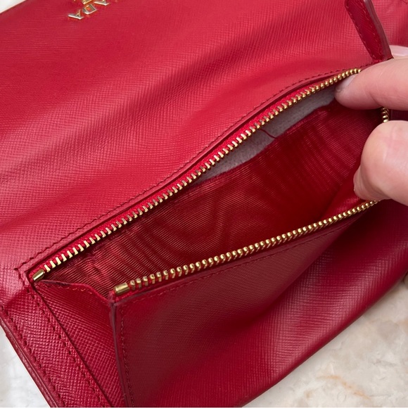 PRADA Saffiano Leather Continental Wallet in Fuoco Red - Picture 9 of 16